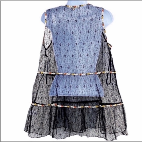 EASEL sheer lace babydoll tunic top M black - Picture 5 of 9